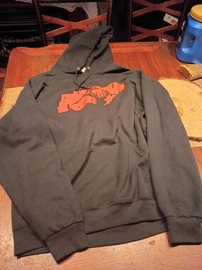 Jerzees Black Hoodie with Orange Chest Graphic Tennessee State W/Deer Silhouette